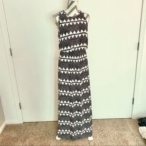 Black & White Patterned Maxi Dress - Size 10